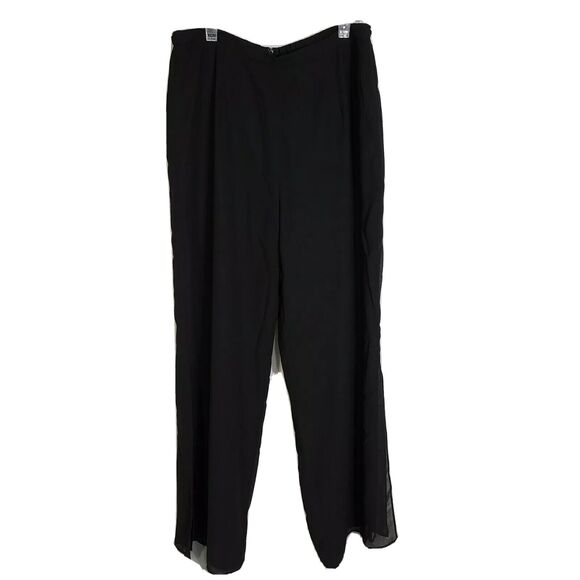 Coldwater Creek Pants Size 10P Black Elastic Back Waist Side Slit Zipper Wide - Picture 2 of 9